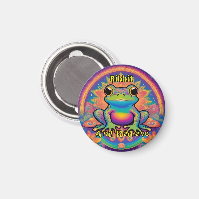 Ribbit and Radiate Frog – Boho Psychedelic Groovy Magnet (Front/Back)