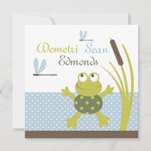 Ribbit Frog and Dragonfly Baby Shower Invitation