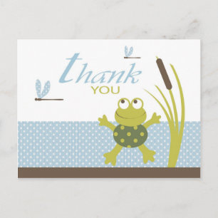Ribbit Frog and Dragonfly Thank You Postcard