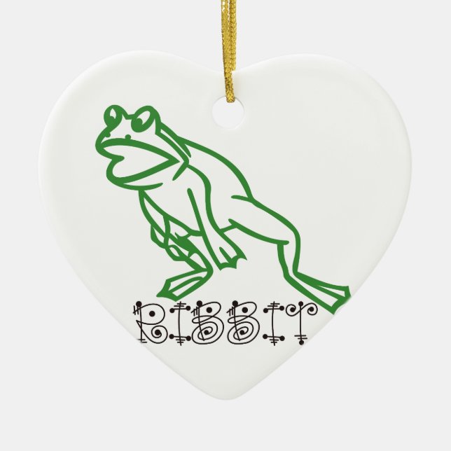 Ribbit Frog Ceramic Ornament (Front)