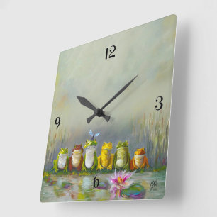 Ribbit River Square Wall Clock