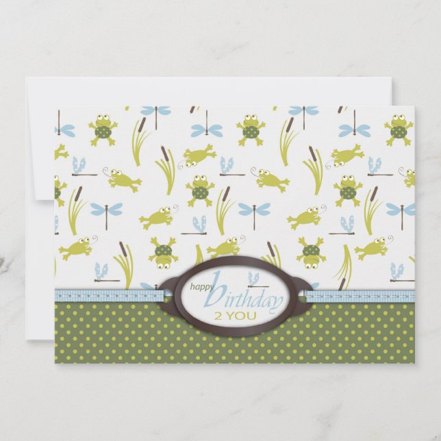 Ribbit Swimming Frog Birthday Card (Front)