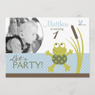 Ribbit Swimming Frog Birthday Invitation A7-C