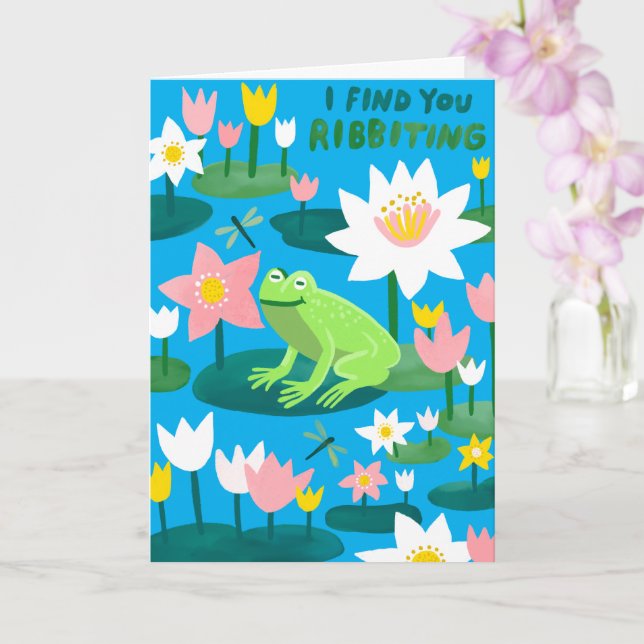RIBBITING Cute Frog Valentine Whimsical Funny Card (Orchid)