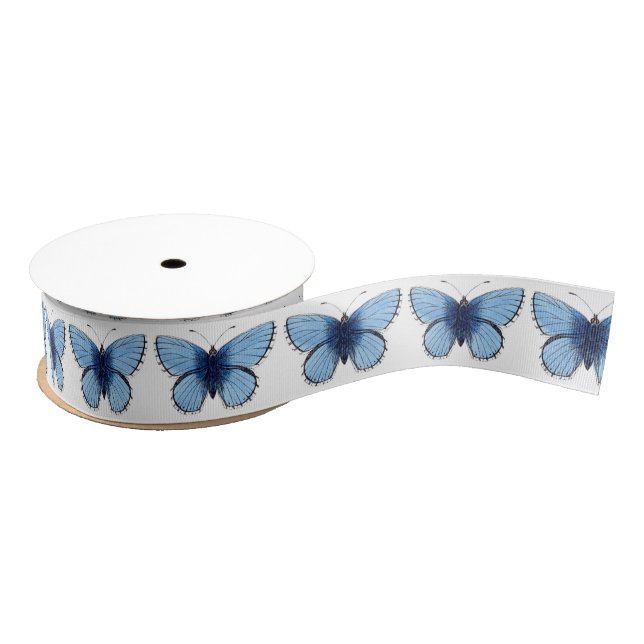 Ribbon 1.5ins - Blue Bufferfly Grosgrain Ribbon (Spool)