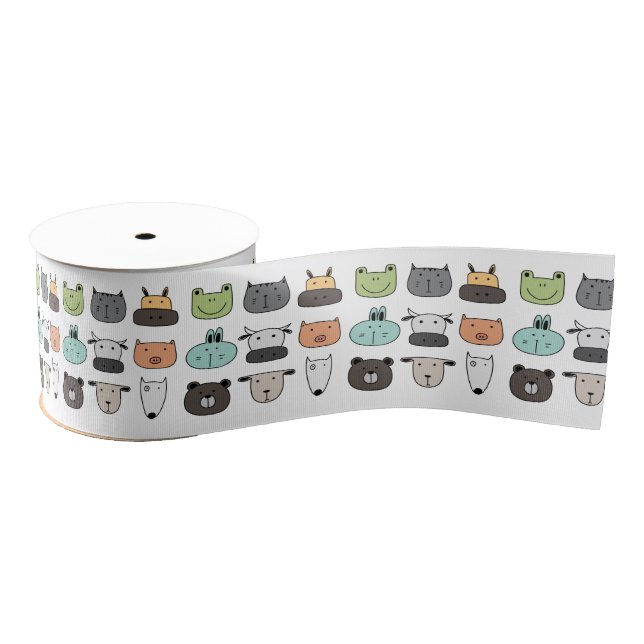 Ribbon 3" Width - Animal Faces Grosgrain Ribbon (Spool)