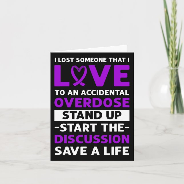 Ribbon. Accidental Overdose Awareness.  Card (Front)
