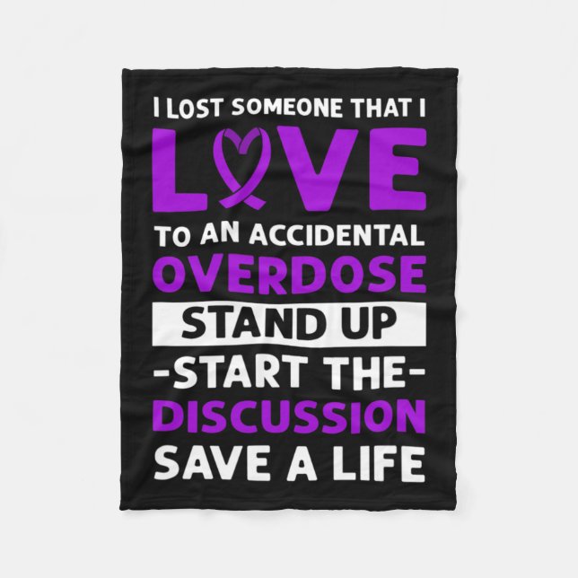 Ribbon. Accidental Overdose Awareness.  Fleece Blanket (Front)