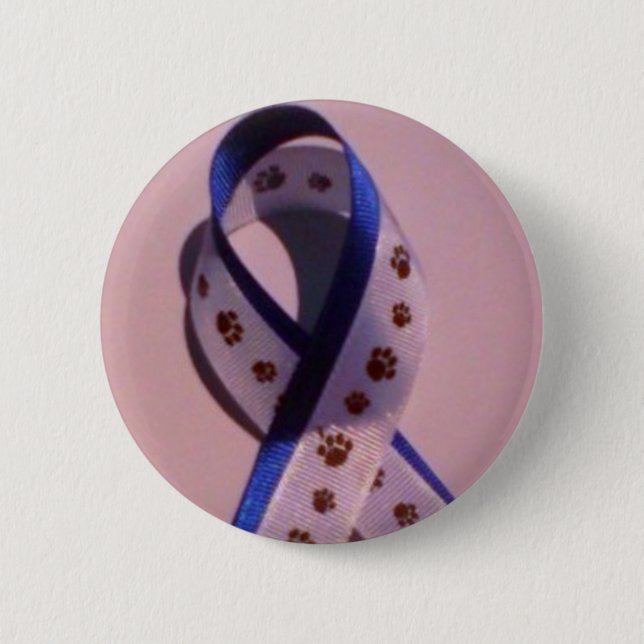 ribbon against animal abuse 6 cm round badge (Front)