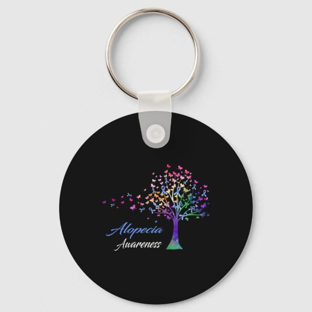 Ribbon Alopecia Awareness  Key Ring (Front)