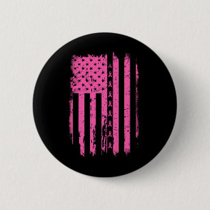 Ribbon American Flag Usa Breast Cancer Awareness G 6 Cm Round Badge
