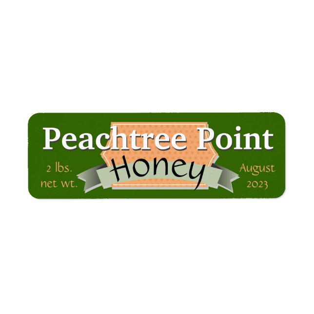Ribbon and Banner Personalised Honey Jar Return Address Label (Front)