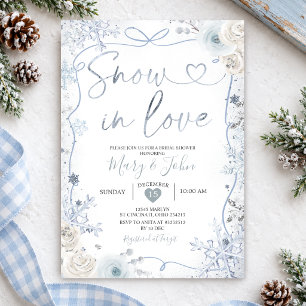 Ribbon and Bow Winter Snow in Love Bridal Shower Invitation
