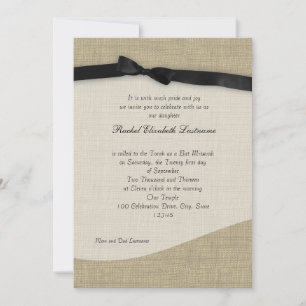 Ribbon and Burlap Bat Mitzvah Invitation