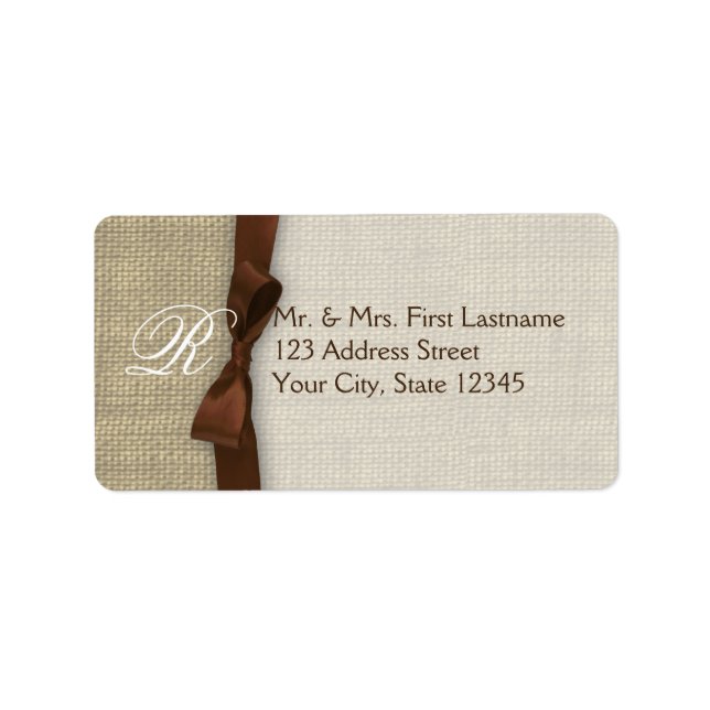 Ribbon and Burlap Brown Label (Front)