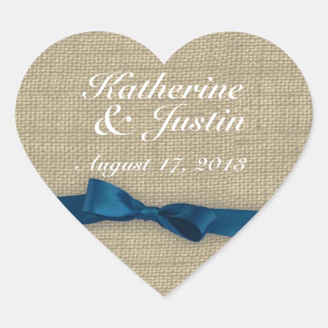 Ribbon and Burlap Heart Sticker (Front)