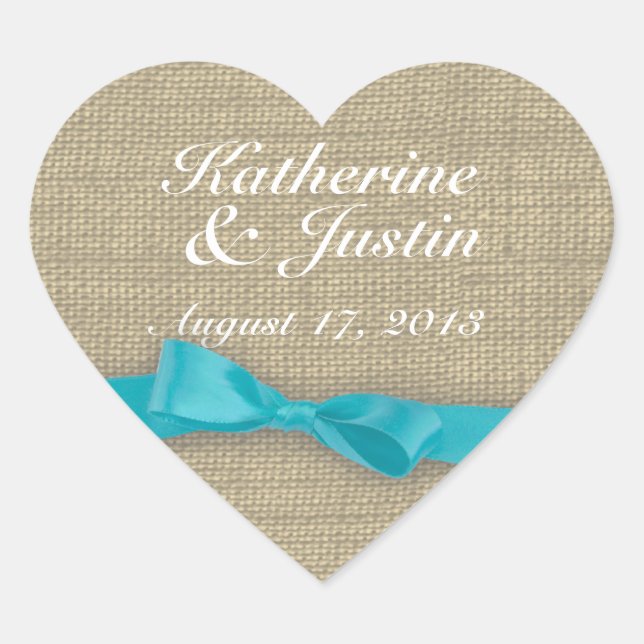 Ribbon and Burlap Heart Sticker (Front)