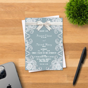 Ribbon and Lace Frost Acrylic Wedding Invitation