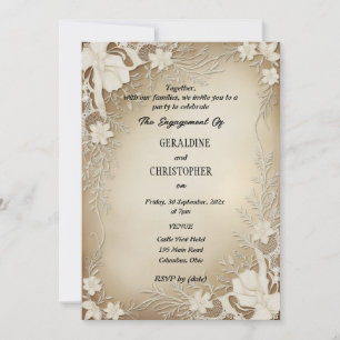 Ribbon and Lace Invitation To Engagement Party