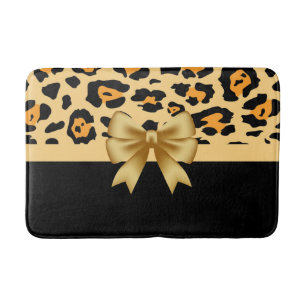Ribbon and Leopard Print Bath Mat