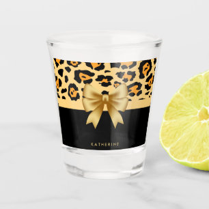 Ribbon and Leopard Print Shot Glass