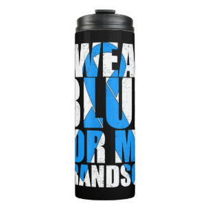 Ribbon Autism I Wear Blue For My Grandson Autism A Thermal Tumbler
