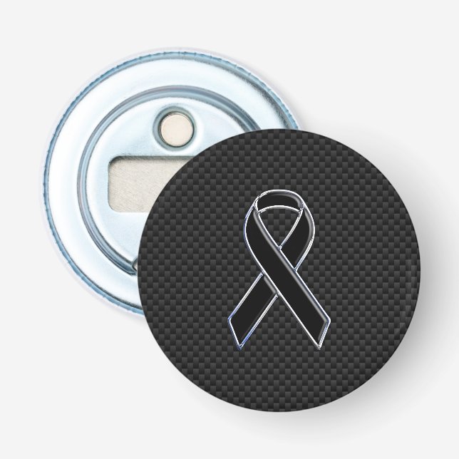 Ribbon Awareness Black Carbon Fibre Bottle Opener (Front)