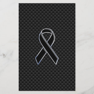 Ribbon Awareness Black Carbon Fibre Stationery