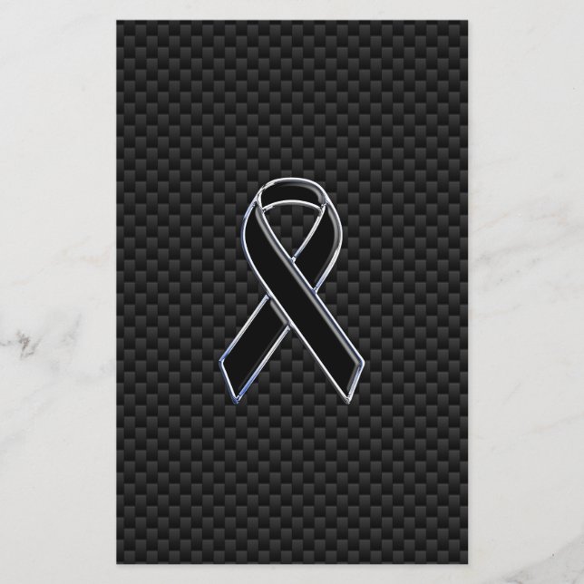 Ribbon Awareness Black Carbon Fibre Stationery (Front)