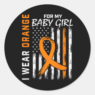 Ribbon Baby Girl Leukaemia Awareness  Classic Round Sticker