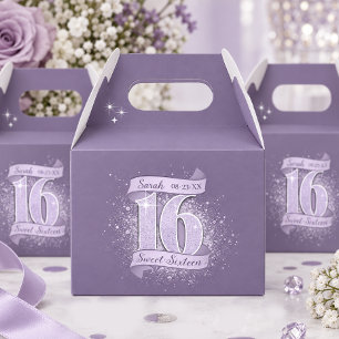 Ribbon Banner Sweet 16 Dk Violet ID1333 Favour Box