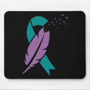 Ribbon Birds Feather Suicide Awareness Mental Heal Mouse Pad