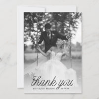 Ribbon Black Script Minimalist Wedding Photo