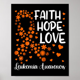 Ribbon Blood Cancer  Faith Hope Love Leukaemia Awa Poster