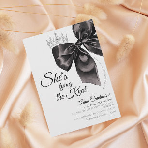 Ribbon Bow Black and White Bridal Shower Invitation