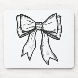 Ribbon bow black and white drawing mouse pad