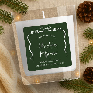 Ribbon Bow Christmas Product Jar Label Green White