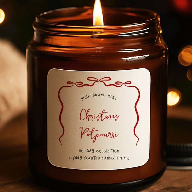 Ribbon Bow Christmas Product Jar Label Whimsical (Creator Uploaded)