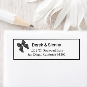 Ribbon Bow Classical Black & White Return Address  Label