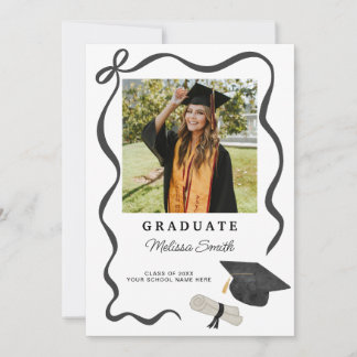 Ribbon Bow Photo Graduation Announcement