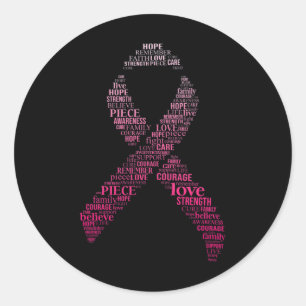 Ribbon Breast Cancer Awareness Montage Men Women Classic Round Sticker