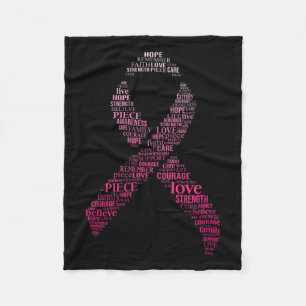 Ribbon Breast Cancer Awareness Montage Men Women Fleece Blanket