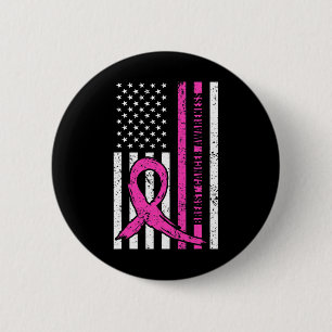 Ribbon Breast Cancer Awareness Month American Flag 6 Cm Round Badge