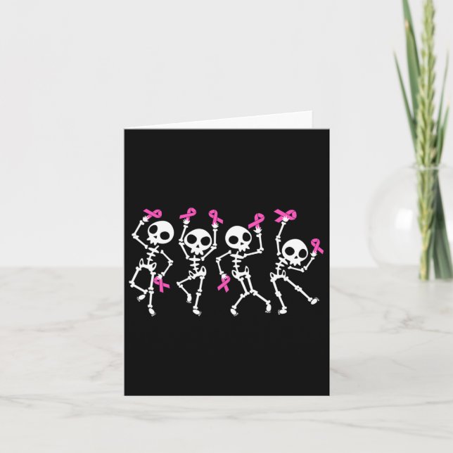 Ribbon Breast Cancer Awareness Skeleton Women Men  Card (Front)