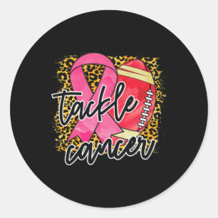 Ribbon Breast Cancer Awareness Tackle Cancer Footb Classic Round Sticker