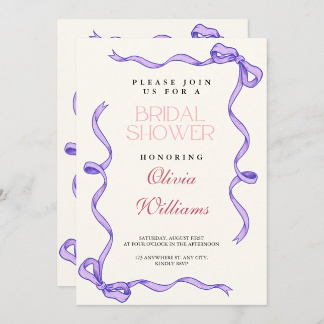 Ribbon Bridal Shower  Invitation (Front/Back)