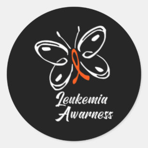 Ribbon Butterfly  Aml Leukemia Awareness 1 Classic Round Sticker