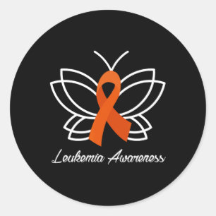 Ribbon Butterfly  Aml Leukemia Awareness  Classic Round Sticker