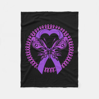 Ribbon Butterfly - Fibromyalgia Awareness  Fleece Blanket