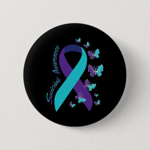 Ribbon Butterfly Suicide Awareness Mental Health 6 Cm Round Badge